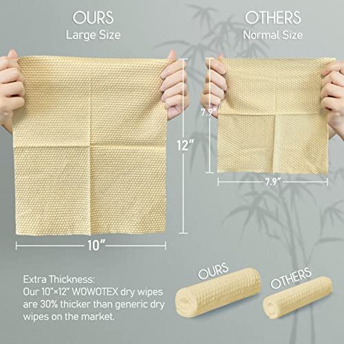 WOWOTEX Bamboo Disposable Face Towel Biodegradable Large Dry Face Wipes