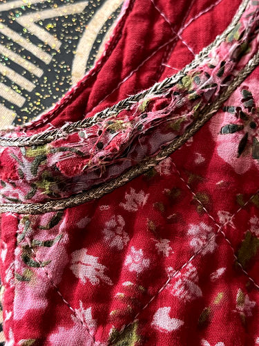 Kani The Vogue by Rockford 70s Vintage Red Indian Cotton Quilted Waistcoat Gilet - Picture 22 of 24