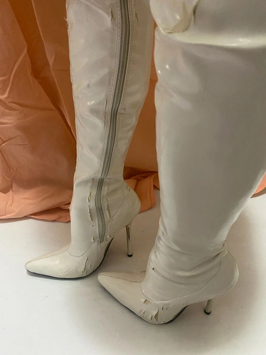 Stivale Bianco Sexy Tacco Spillo altissimo 37.Fetish Cubista