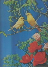 Yellow Canaries 3-D Toppan Lenticular 3-D Picture 13 1/2 x 10 1/2 Sealed New