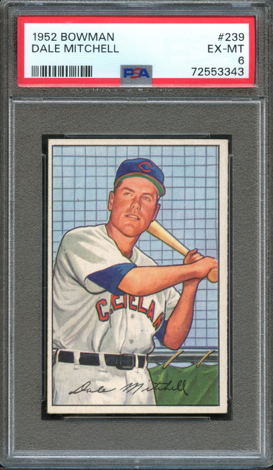 BB - 1952 Bowman - #239 - Dale Mitchell - PSA 6 - EX-MT