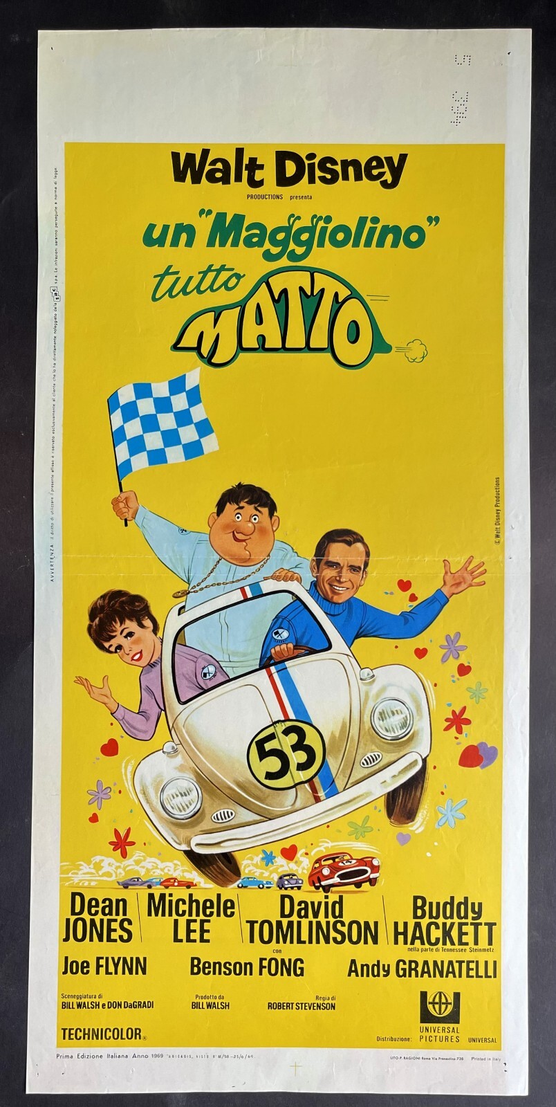 Locandina originale film Un maggiolino tutto matto (1968) - Regia di Robert Stevenson