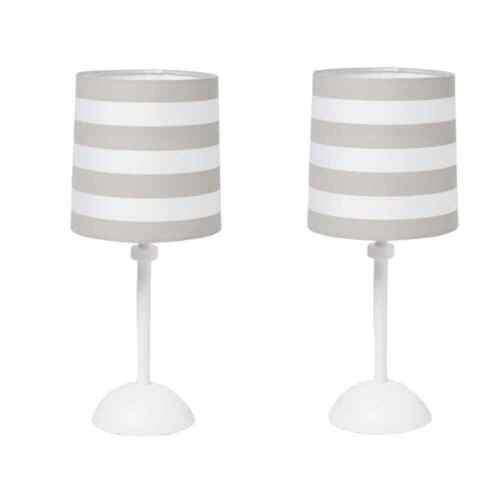 Matching Pair 14.75" Pillowfort Striped Gray Accent Bed/Sofa Side Table Lamps - Afbeelding 1 van 6