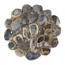 Dark Gray Agate Stone Coffee Table Top Resin Corner Table for Balcony Area Decor