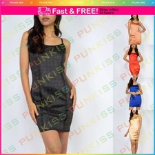 Women's CLUBWEAR CAMI Sleeveless Square Sparkling Rhinestones Bodycon Mini Dress