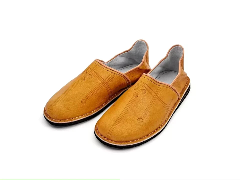 Babucha zapatilla bereber marroquí de cuero - para hombre y mujer - MARRÓN CAMEL