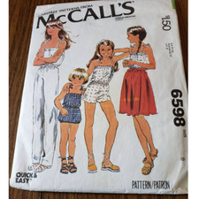 McCalls Sewing pattern 6598 Girls 1970s Jumpsuit Wrap Skirt Summer