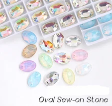 High end Mocha Oval Flatback Glass Rhinestone Sew On Crystal Jewels  Beads
