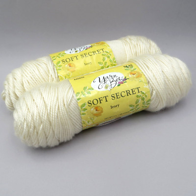 2 Skeins YARN BEE Soft Secret Ivory 100% Acrylic Worsted 170gm 300yds