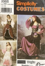 Simplicity Misses' Costume Pattern 9966 Size 14-20 UNCUT