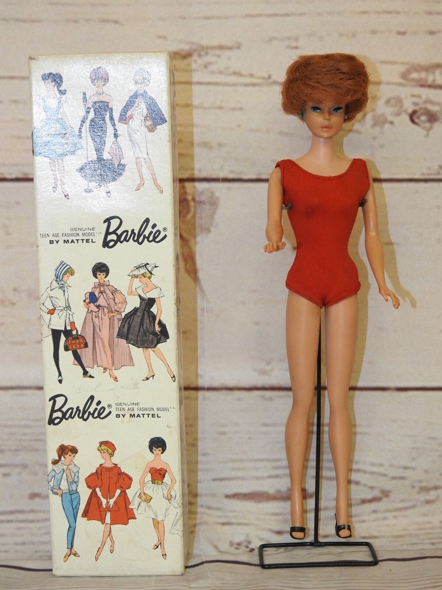 vtg 1962 Barbie Doll No. 850 Red Head Red Swimsuit Bubble cut