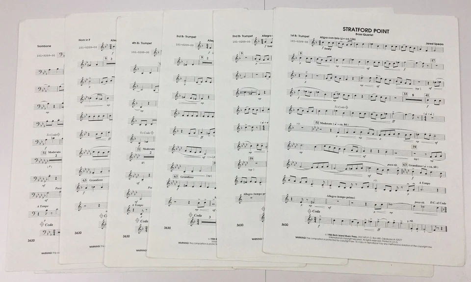 Stratford Point Brass Quartet Trumpet Sheet Music By Jared Spears  CL Barnhouse - Image 3 of 4