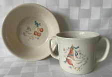 Vintage International Taiwan MARMALADE Geese MELAMINE Child Bowl & Handled Cup