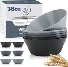 Wheat Straw Bowl Sets,6 PCS Unbreakable Cereal Bowl 36 OZ,Microwave and