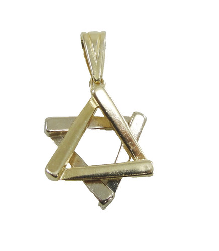 Vintage 14K Yellow Gold Star of David Pendant Magen David Hebrew Religious 1-1/8