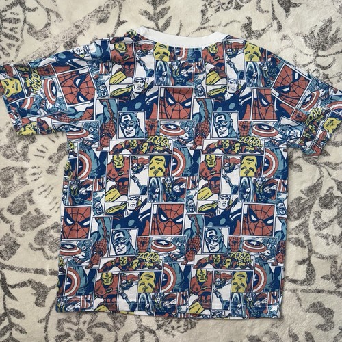 Marvel Spiderman Comic All Over Print Graphic T Shirt Multi Color Boys Size 7 - Picture 3 of 3