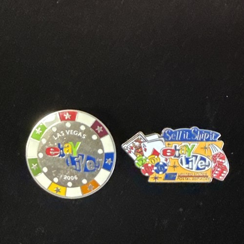 Ebay Live 2004 Las Vegas Poker Chip Style & Sell it! Ship it! Pins Pinbacks
