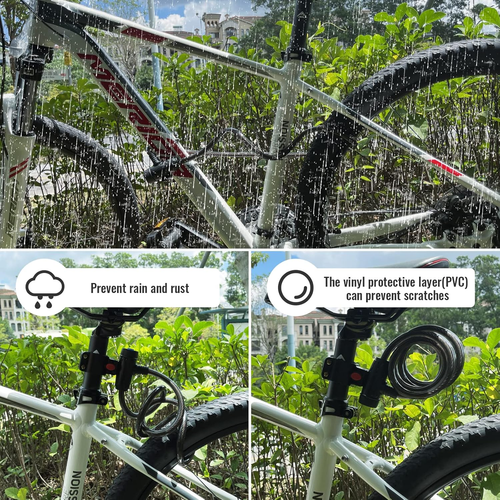 Bike Lock, [6Ft/1.8M] Bike Cable Locks with 2 Keys, 1/2 Inch Thick Weatherproof - Picture 6 of 12