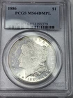1886 $1 Morgan Dollar PCGS MS64DMPL – Deep Mirror Prooflike – Strong Mirrors