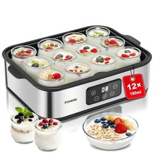 Yaourtière 12 Pots 180 ml 25W Machine à Yaourt Maison Programmable Ecran LCD