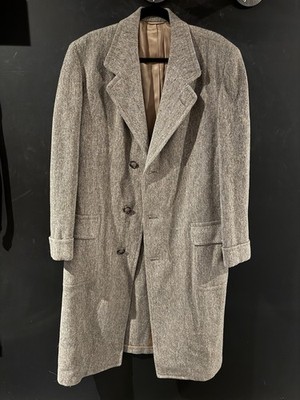 1950s Heinz Bloch Tailored Tweed Overcoat Weber & Heilbroner 41L Wool Ivy Coat