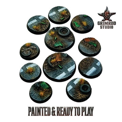 Wasteland Road Painted Resin Bases for Warhammer 40K Miniatures Tabletop Wargame
