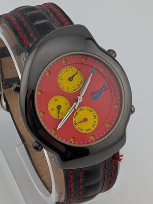Vogue 2000 Chronometer Watch Women 37mm Case Black Leather Band- New Battery