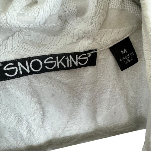 Sno Skins White Textured Mock Neck 1/2 Zip Nylon Stretchy Base Layer Size M - Picture 8 of 9