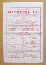 LIVERPOOL v BIRMINGHAM CITY FA Cup 1946/1947 *Good Condition Football Programme*