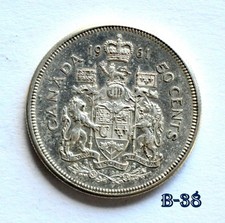 1961 Canada 50¢ - .800 SILVER (B-38) FREE SHIPPING