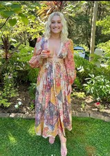 Zimmermann Pattie Patchwork Long Dress Size 0/AU 8 /US 4 Cut Out Floral RRP 795
