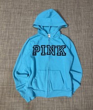 Victoria's Secret PINK Zip Up Hoodie Sweatshirt Blue Teal Women's Xs Y2K