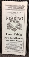 Reading RR Time Tables-"Crusader" New York & Trenton Branch (July 26, 1936)