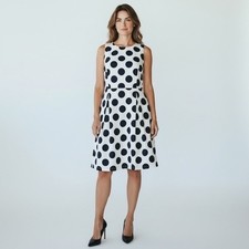J. Crew White & Dark Blue Polka Dots Sleeveless Dress 6