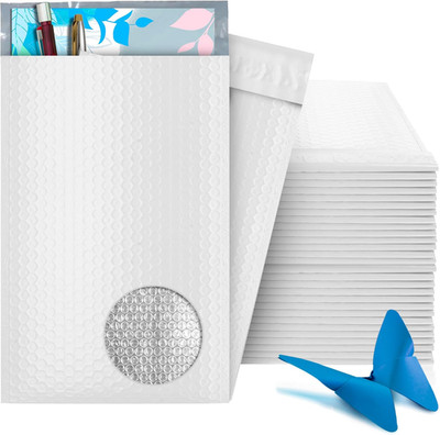 Poly Bubble Mailers 8.5 X 13 Inch White, Peel and Seal Closure, Water Resistant,
