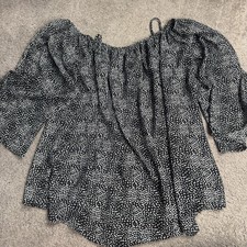 Vince Camuto Women's Small Off the Shoulder Black White Blouse