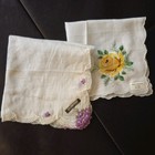 Vintage Embroidered Swiss Ladies Hankerchiefs Floral Lace Switzerland Intricate