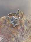 Vtg Sterling 925 Solid Silver Star Bypass Finger Wrap Ring 7size Adjustable 3.6g
