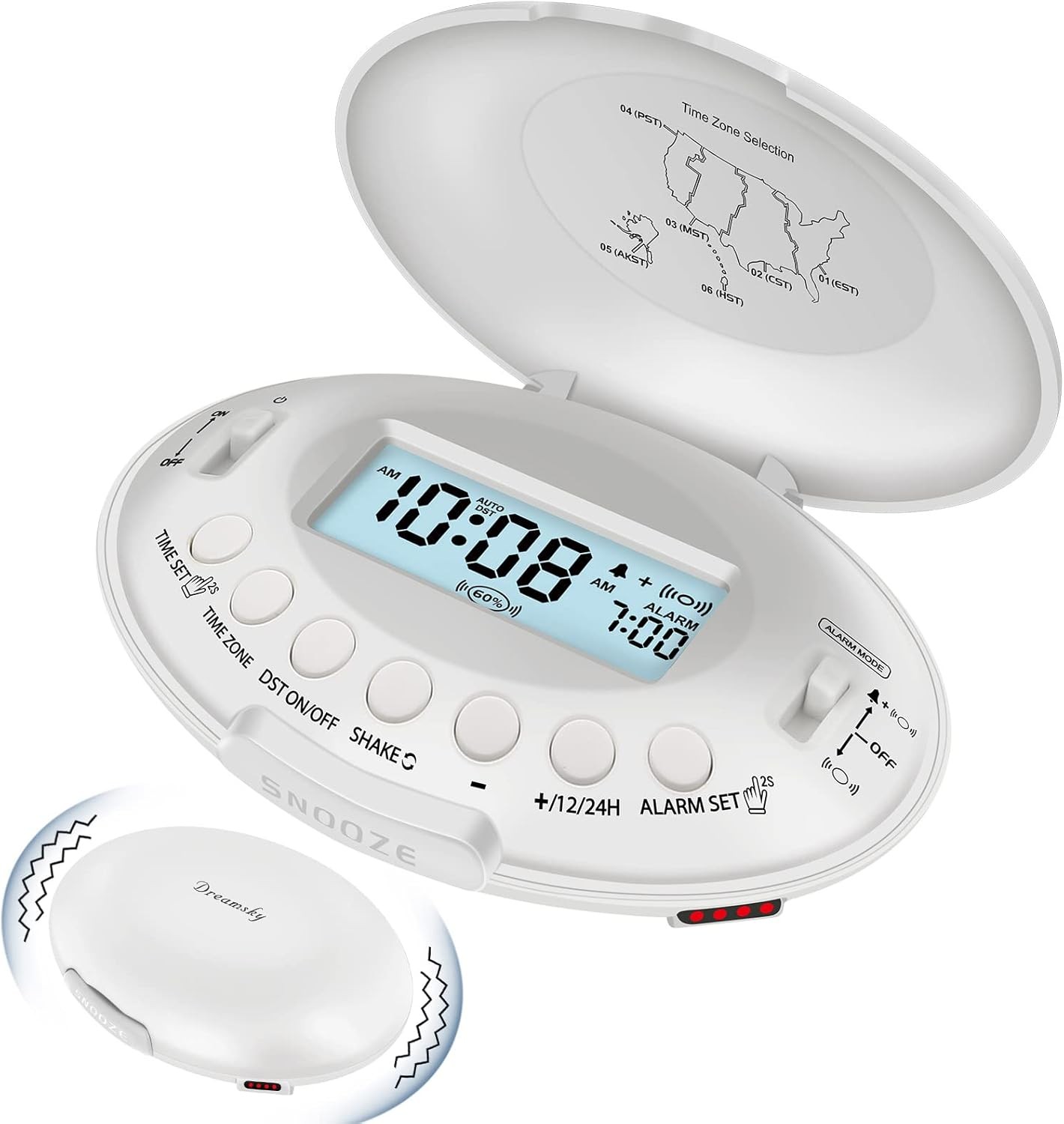 Dream Sky Vibrating Alarm Clock for Heavy Sleepers Portable Bed Shaker Rechargeab featured image