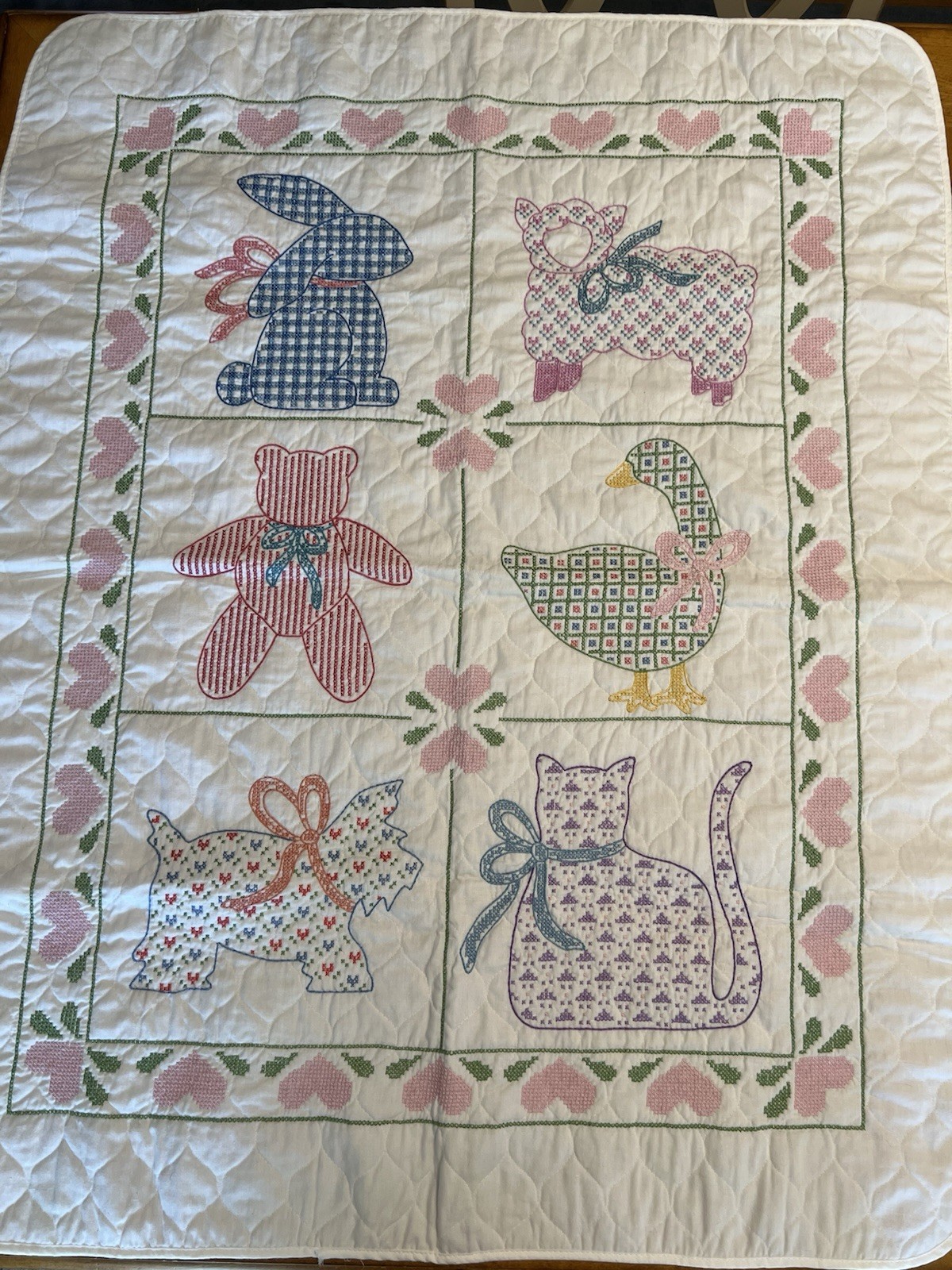 Baby Quilt Bear-bunny-sheep-dog-cat 42" X 32" Cute