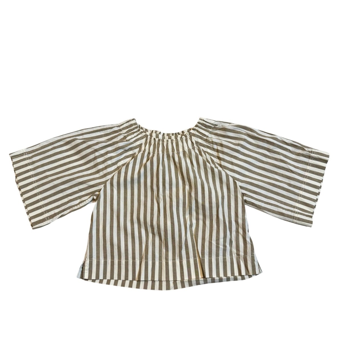 Everlane Women’s Small Seersucker Gathered Tee Striped Organic Cotton Capsule View 3