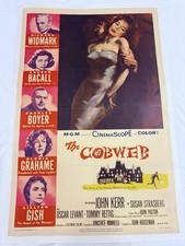 1955 The Cobweb Original 27x41” Movie Poster Lauren Bacall Richard Widmark Linen