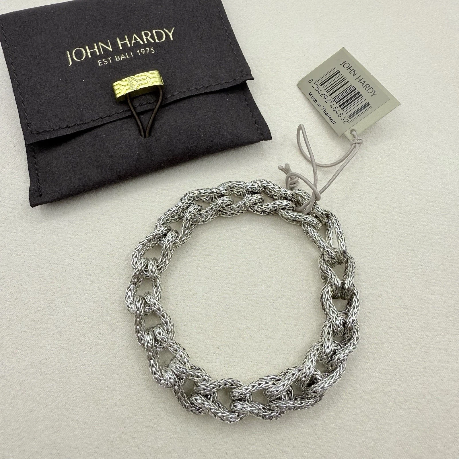 John Hardy Asli Clasp Surf Chunky Woven Link Sterling Silver Bracelet 7.5 in