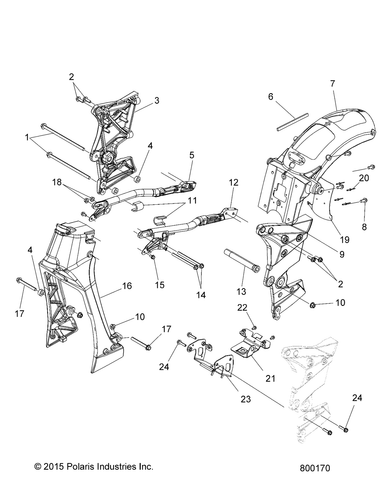 Polaris Mid Frame V C SM TXT Black, Right-Hand, Genuine OEM Part 5139997-521 - Picture 2 of 2