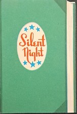 Christmas Card Vintage - Silent Night - Green Hardcover Blue Stars Religious