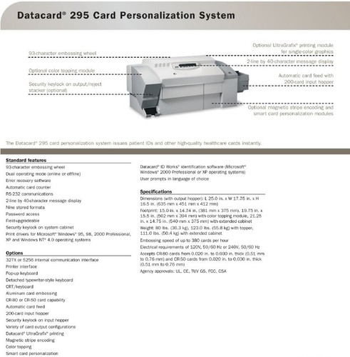 QTY TWO –2X– DATACARD 295 DESKTOP EMBOSSER IDENTIFICATION ID CREDIT CARD PRINTER - Picture 7 of 14