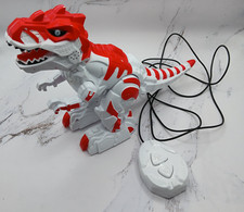 Remote Control Cyber T-Rex Dinosaur Red White Walks Roars