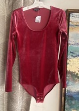 J. Crew Mercantile Body Suit Womens Sz XS Pink Velvet Scoop Long Sleeve NWT