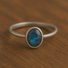 925 sterling silver ring Natural Labradorite Oval Cut Bezel women ring SIZE ALL