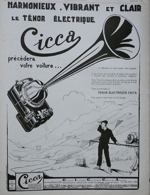 PRESSEWERBUNG 1926 TENOR CICCA WARNER FÜR AUTOS VIBRIEREND KLAR